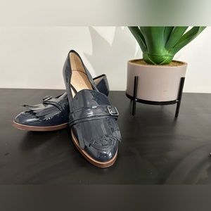 Nine West patent navy preppy loafers, size 8.5